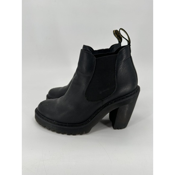 Dr. Martens Shoes - Dr Martens Hurston High Heeled Booties Womens 8 US Black Smooth Leather Boots